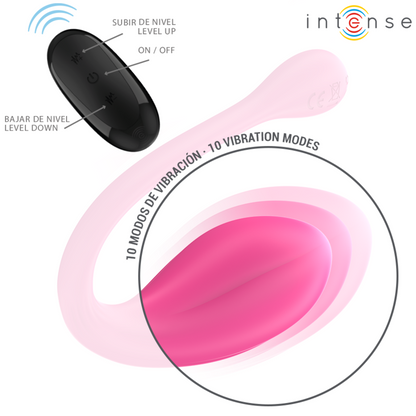 INTENSE - JANICE U DOUBLE STIMULATION VIBRATOR 10 VIBRATIONS PINK REMOTE CONTROL