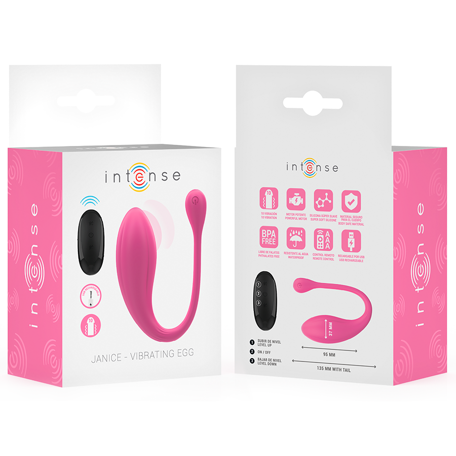 INTENSE - JANICE U DOUBLE STIMULATION VIBRATOR 10 VIBRATIONS PINK REMOTE CONTROL