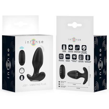 INTENSE - JOEY ANAL PLUG 10 VIBRATIONS BLACK REMOTE CONTROL