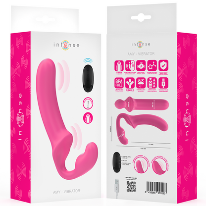 INTENSE - AMY DOUBLE VIBRATOR 20 CM PINK REMOTE CONTROL