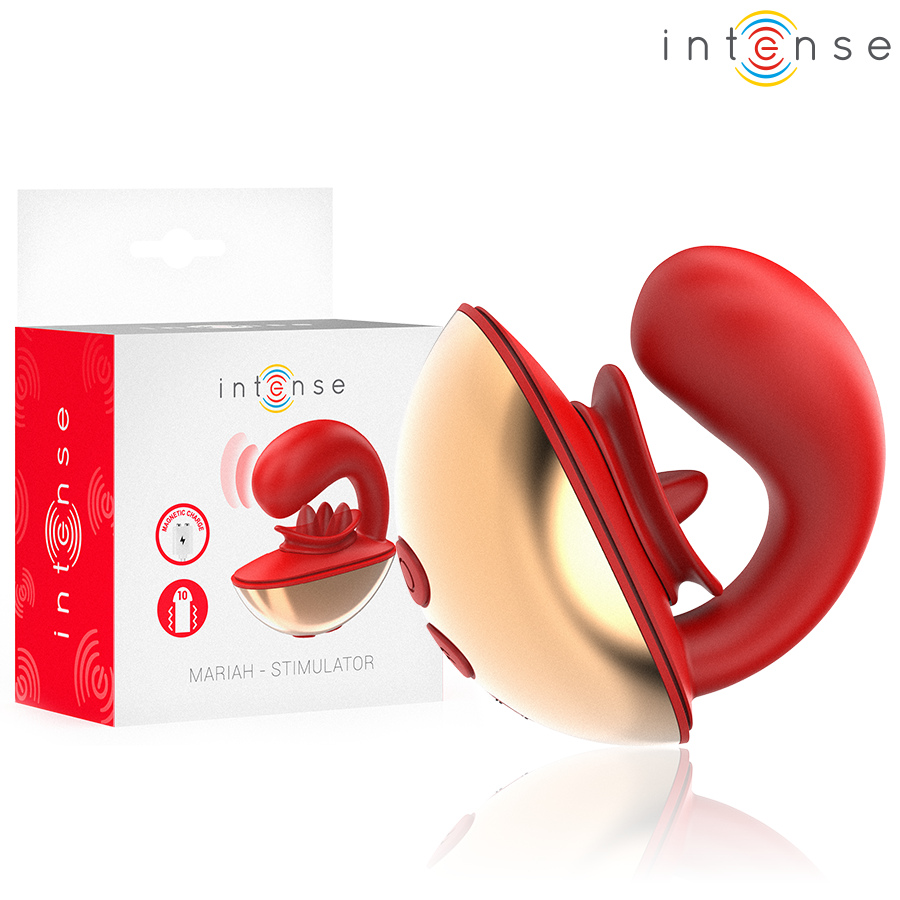 INTENSE - MARIAH U-SHAPED VIBRATOR AND STIMULATOR 10 VIBRATIONS RED