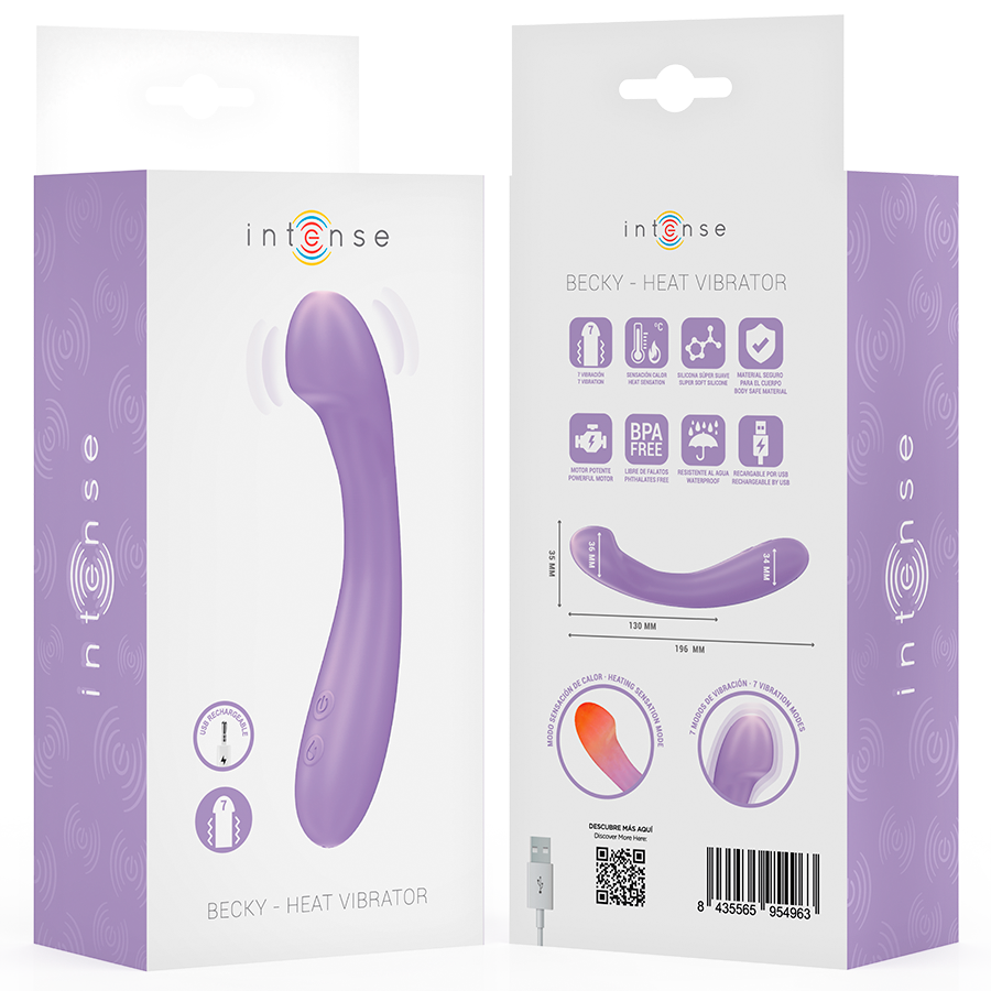 INTENSE - BECKY 19 CM HEATED VIBRATOR 7 VIBRATIONS PURPLE