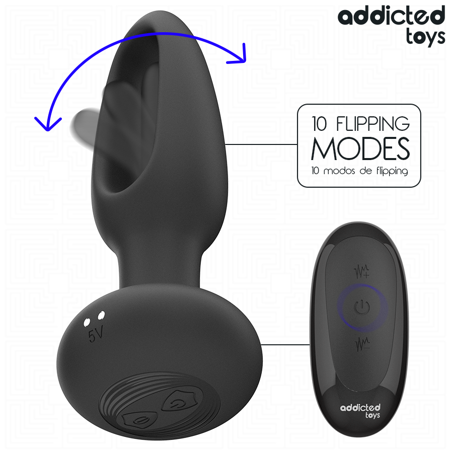ADDICTED TOYS - BUTT PLUG WITH VIBRATING TONGUE AND REMOTE CONTROL