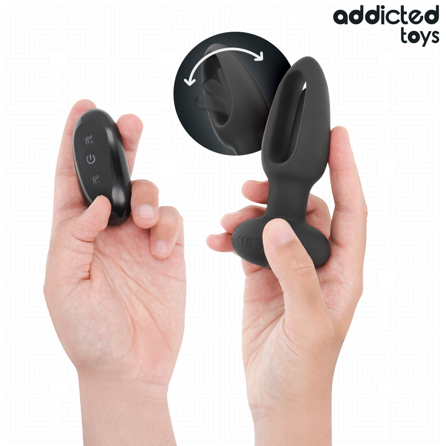 ADDICTED TOYS - BUTT PLUG WITH VIBRATING TONGUE AND REMOTE CONTROL