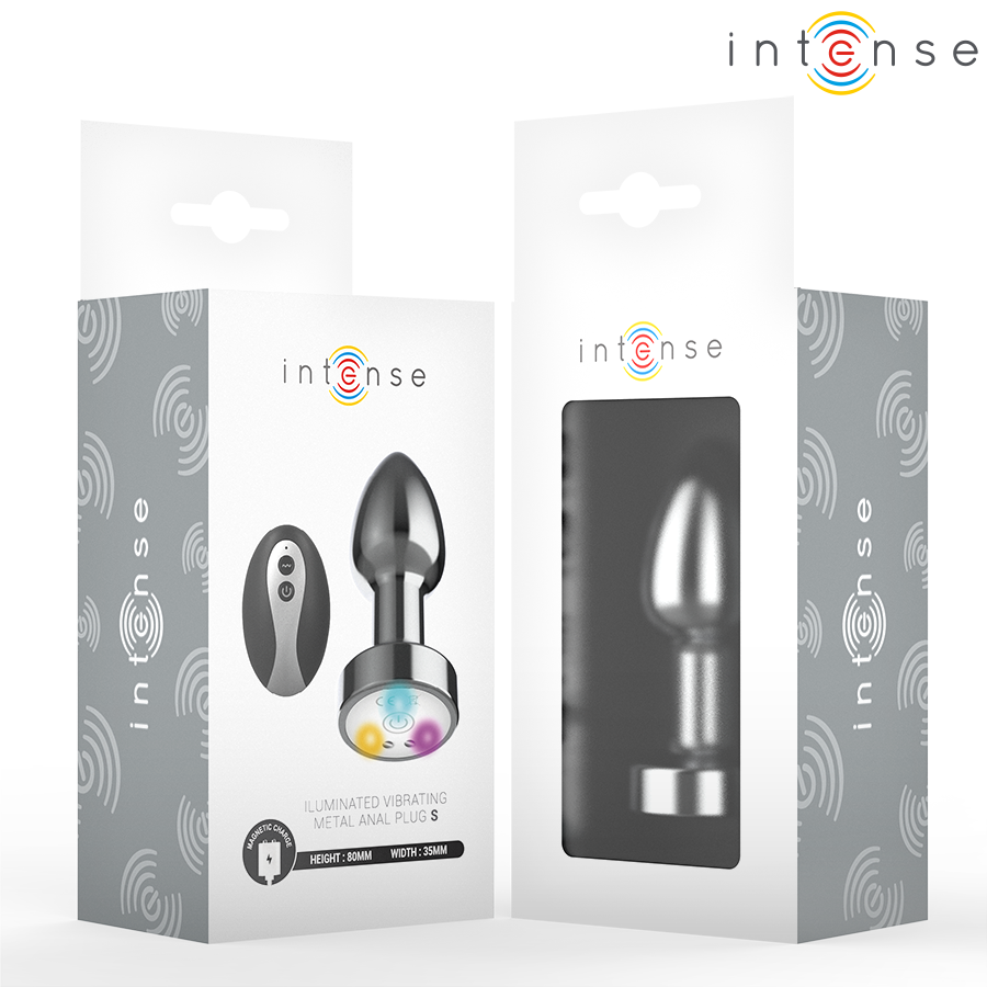 INTENSE - PLUG ANALE VIBRANTE IN METALLO CON LUCI LED E TELECOMANDO - TAGLIA S