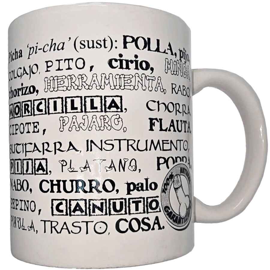 DIABLO PICANTE - TAZZA BIANCA CON SINONIMI DI PENE 370 ML