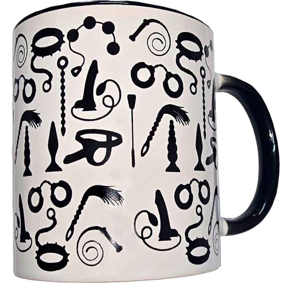 DIABLO PICANTE - TAZZA BONDAGE BIANCA CON MANICO NERO 370 ML