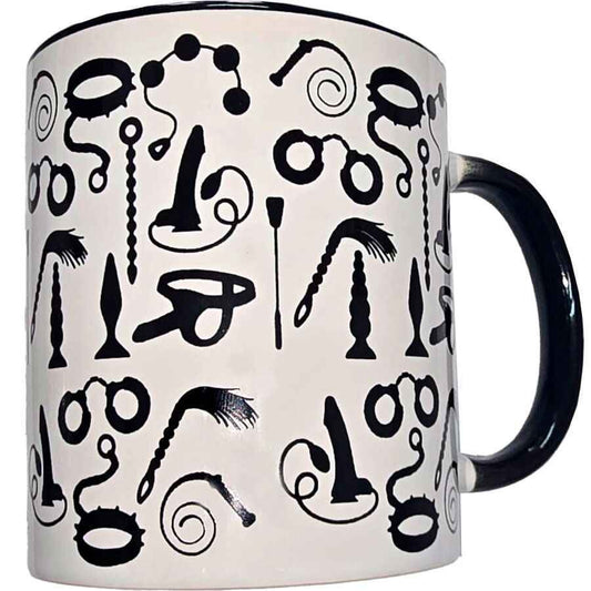 DIABLO PICANTE - TAZZA BONDAGE BIANCA CON MANICO NERO 370 ML
