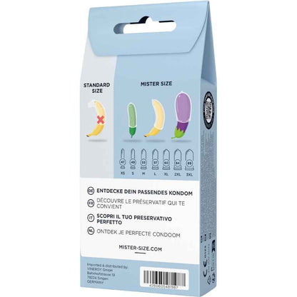 MISTER SIZE - SET DI PROVA 3 PRESERVATIVI DI MISURE DIVERSE + METRO A NASTRO