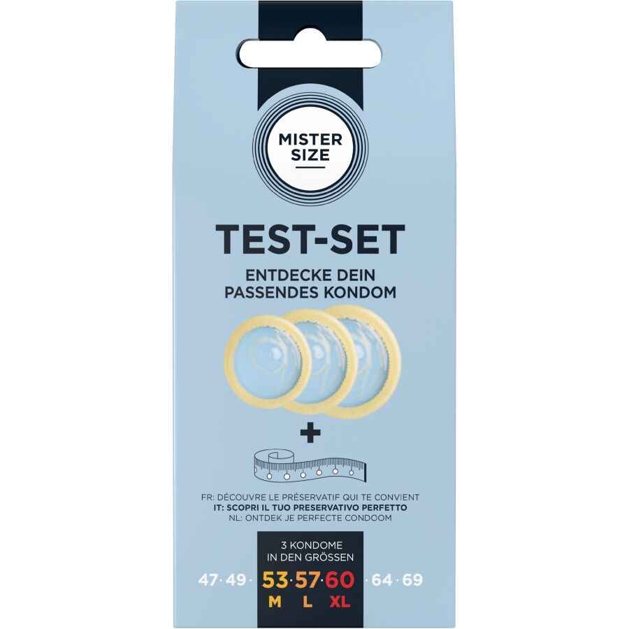 MISTER SIZE - SET DI PROVA 3 PRESERVATIVI DI MISURE DIVERSE + METRO A NASTRO