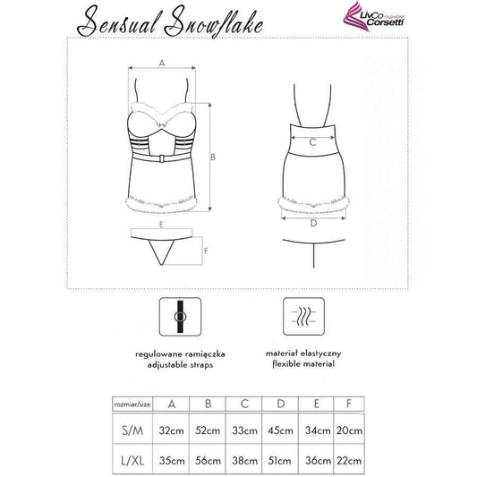 LIVCO CORSETTI FASHION - SENSUAL SNOWFLAKE LC 90603 CHRISTMAS CHEMISE + PERIZOMA + FASCIA PER CAPELLI S/M