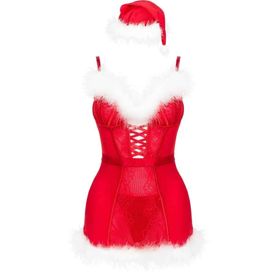LIVCO CORSETTI FASHION - AGETHE LC 90607 CHEMISE + PERIZOMA + CAPPELLO DI NATALE L/XL