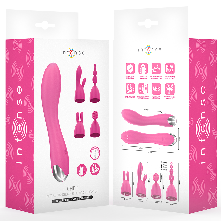 INTENSE - CHER VIBRATORE CON TESTINE INTERCAMBIABILI