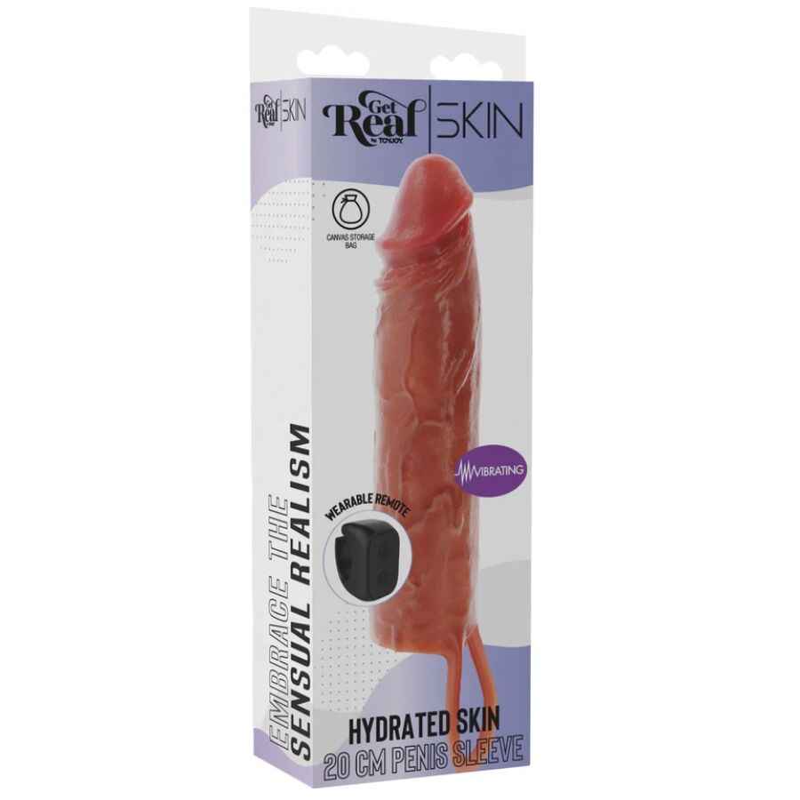 GET REAL - GUAINA VIBRANTE PER PENE IN SILICONE PER PELLE IDRATATA CARAMELLO 20 CM