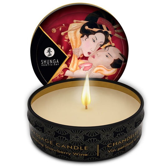 SHUNGA - MINI CARESS BY CANDELIGHT STRAWBERRIES AND CAVA MASSAGE CANDLE 30 ML - 1