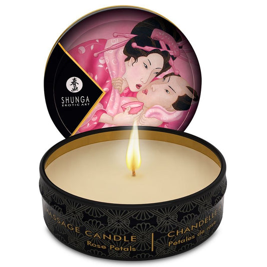 SHUNGA - MINI CARESS BY CANDELIGHT ROSES MASSAGE CANDLE 30 ML - 1