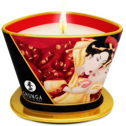 SHUNGA - MINI CARESS BY CANDELIGHT STRAWBERRIES AND CAVA MASSAGE CANDLE 170 ML - 1