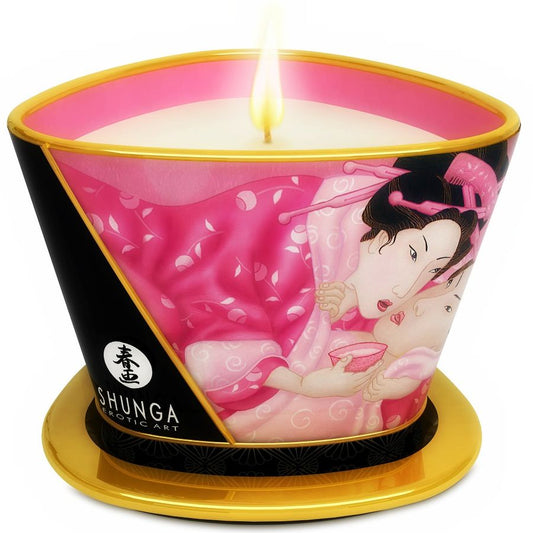 SHUNGA - MINI CARESS BY CANDELIGHT APHRODISIAC ROSES MASSAGE CANDLE 170 ML - 1