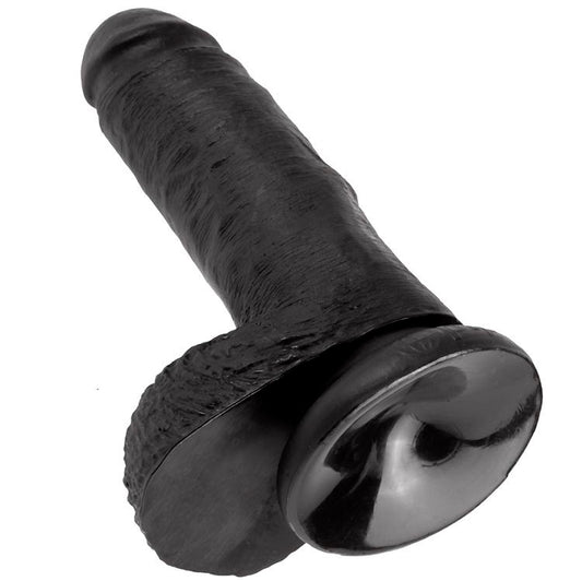 KING COCK - 7 GODES NOIRS AVEC COUILLES 17,8 CM
