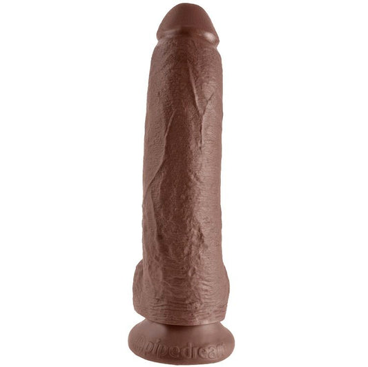 KING COCK - 9 GODES MARRON AVEC COUILLES 22,9 CM
