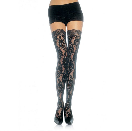 LEG AVENUE - FLORAL LACE STOCKINGS - 1