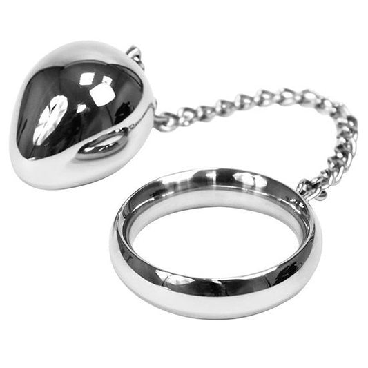 METAL HARD - COCK RING 40MM + CHAIN WITH METAL BALL - 1