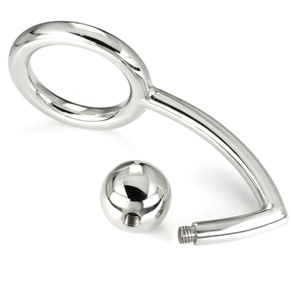 METAL HARD - COCK RING RING WITH ANAL INTRUDER HOOK 45MM - 1