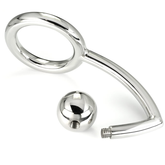 METAL HARD - COCK RING RING WITH ANAL INTRUDER HOOK 45MM - 1