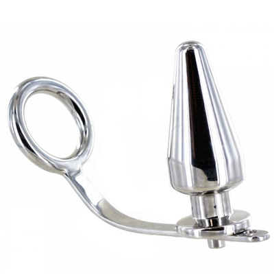 METAL HARD - ANELLO IN ACCIAIO DURO CON TAPPO ANALE 80 X 55 MM - Secretroomsexyshop