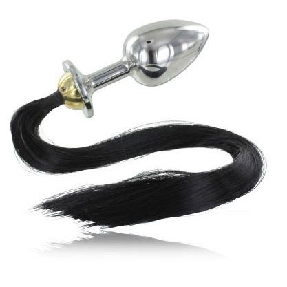 METAL HARD - STEEL ANAL PLUG WITH TAIL 8.89CM - 1