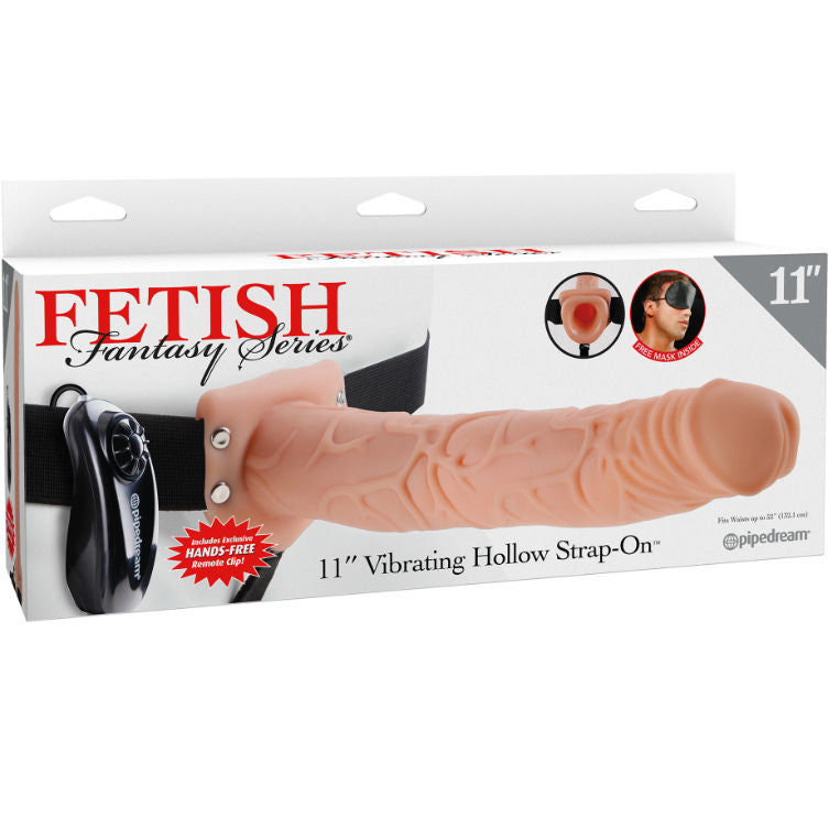 FETISH FANTASY SERIES - SERIES 11 HOLLOW STRAP-ON VIBRATING WITH BALLS 27.9CM FLESH - 3