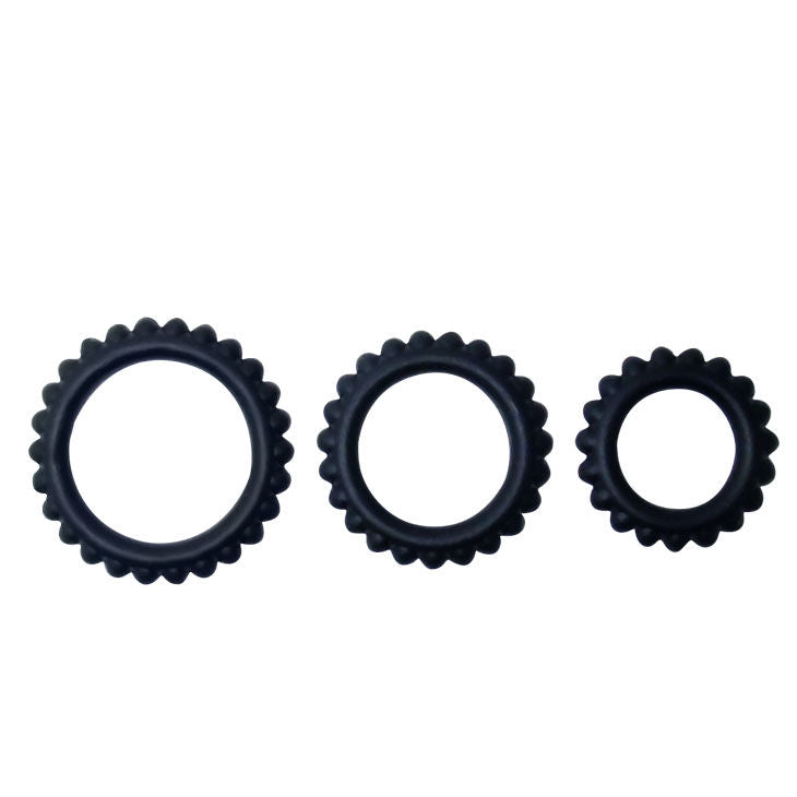 BAILE - TITAN SET 3 PCS BLACK COCK RINGS 2.8 + 2.4 + 1.9 CM 