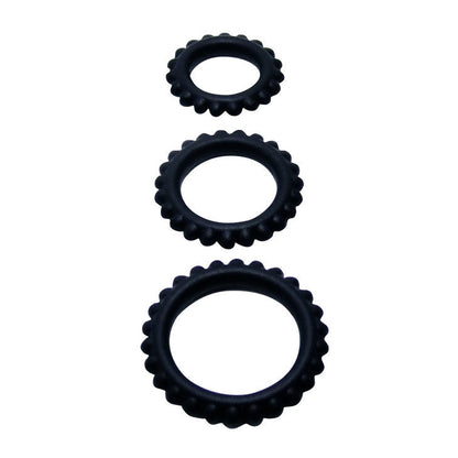 BAILE - TITAN SET 3 PCS BLACK COCK RINGS 2.8 + 2.4 + 1.9 CM 