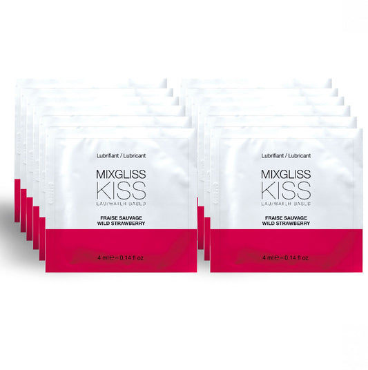 MIXGLISS - WATER BASED LUBRICANT STRAWBERRY FLAVOR 12 SINGLE DOSE 4 ML - 1