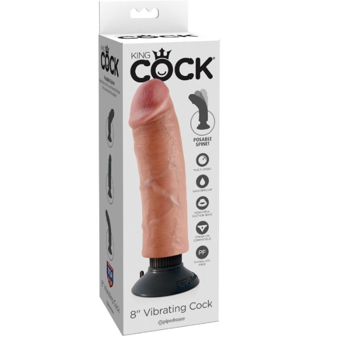 KING COCK - 20.32 CM VIBRATING COCK FLESH - 4