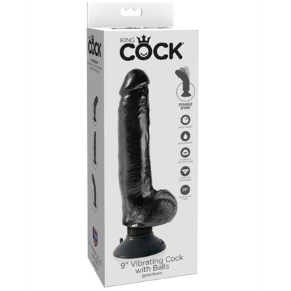 KING COCK - PENIS VIBRANT AVEC COUILLES NOIR 23 CM