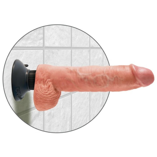 KING COCK - DILDO VIBRANTE CON TESTICOLI 25.5 CM COLORE NATURALE - Secretroomsexyshop