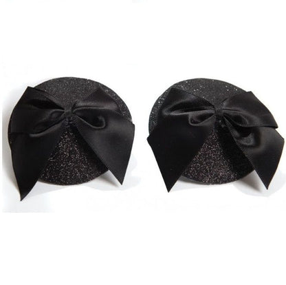 BIJOUX - BURLESQUE SHINY NIPPLE COVERS WITH BOW - 5