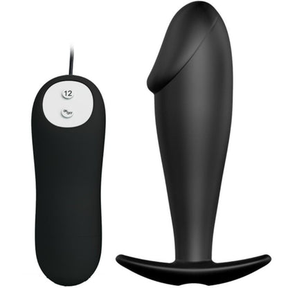 PRETTY LOVE - SILICONE ANAL PLUG PENIS FORM AND 12 VIBRATION MODES BLACK - 1