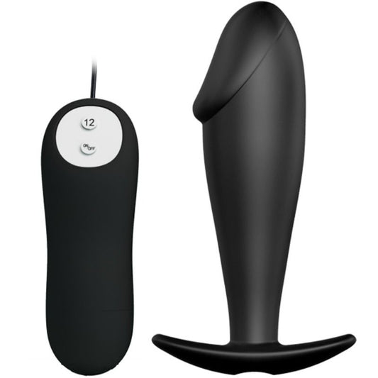 PRETTY LOVE - SILICONE ANAL PLUG PENIS FORM AND 12 VIBRATION MODES BLACK - 1