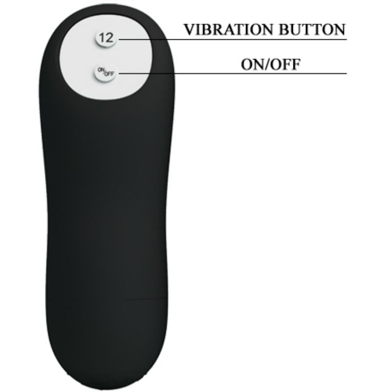PRETTY LOVE - PENIS SHAPE SILICONE BUTT PLUG WITH 12 VIBRATION MODES BLACK