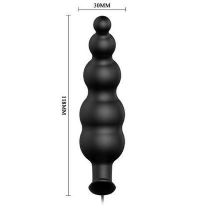 PRETTY LOVE - EXTRA STIMULATION SILICONE BUTT PLUG WITH 12 VIBRATION MODES BLACK