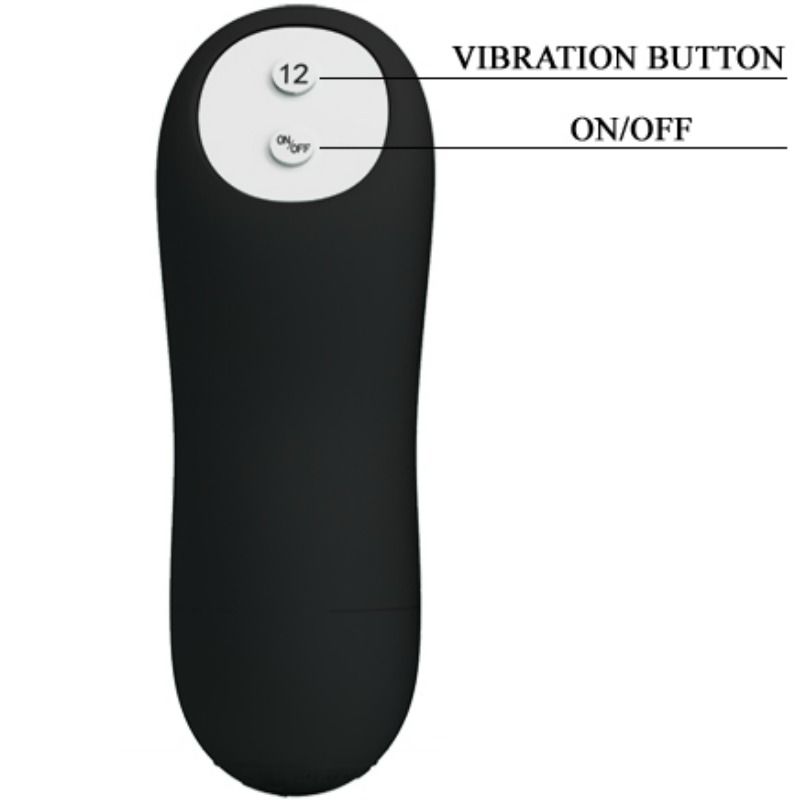 PRETTY LOVE - EXTRA STIMULATION SILICONE BUTT PLUG WITH 12 VIBRATION MODES BLACK