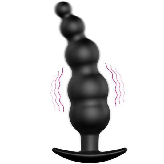 PRETTY LOVE - PLUG ANALE IN SILICONE EXTRA STIMOLAZIONE E 12 MODALIT DI VIBRAZIONE NERO - Secretroomsexyshop