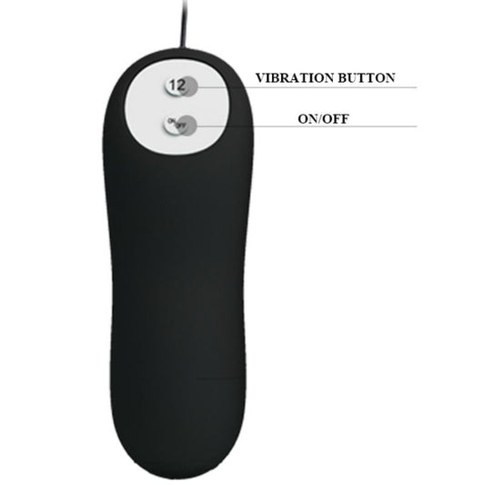 PRETTY LOVE - ANAL PLUG ANCHOR FORM SILICONE 12 VIBRATION MODES BLACK - 1