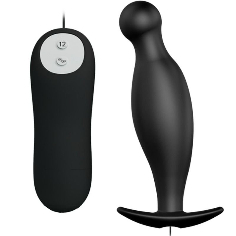 PRETTY LOVE - SILICONE ANAL PLUG 12 VIBRATION MODES BLACK - 1