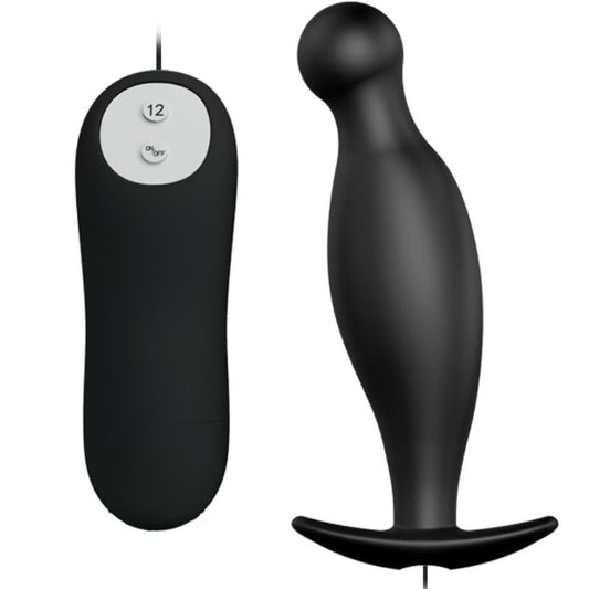 PRETTY LOVE - SILICONE ANAL PLUG 12 VIBRATION MODES BLACK - 1
