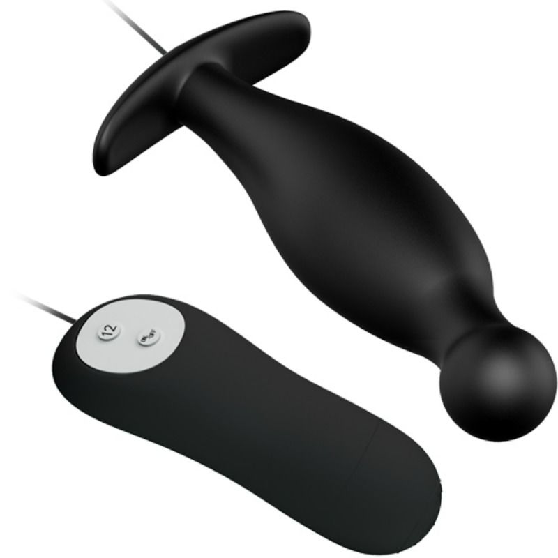 PRETTY LOVE - SILICONE BUTT PLUG 12 VIBRATION MODES BLACK