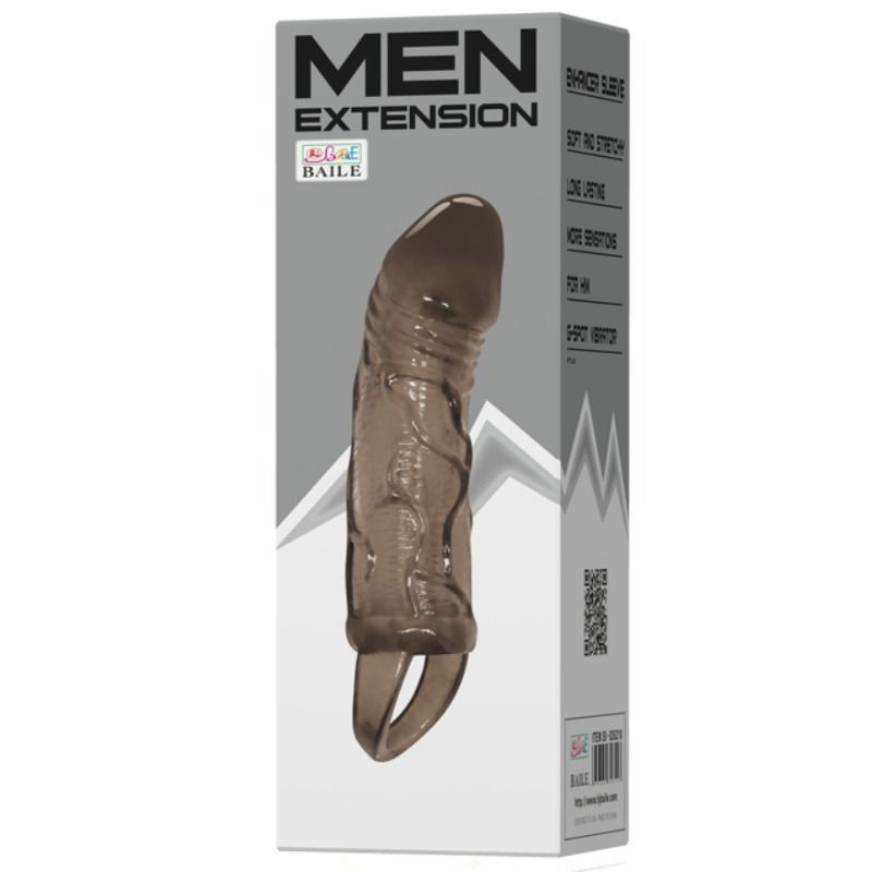 BAILE - PENIS EXTENSOR COVER WITH TESTICLE STRAP BLACK 13.5 CM