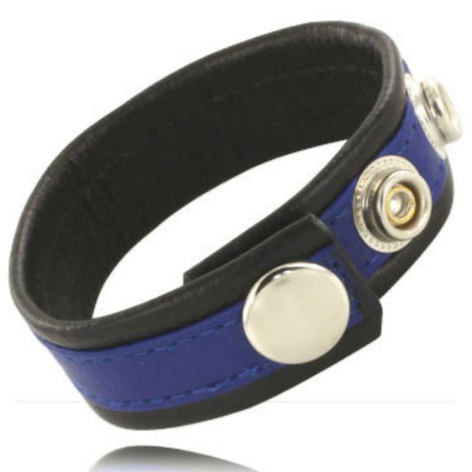 LEATHER BODY - ADJUSTABLE LEATHER STRAP FOR PENIS BLUE-BLACK - 1